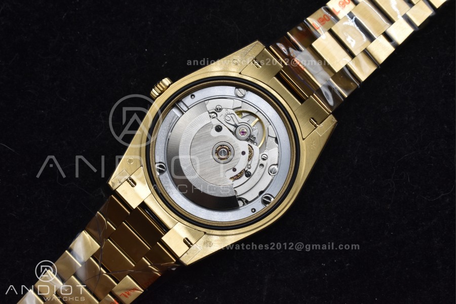 DayDate 40 YG QF Best Edition 904L Steel Green/Black Dial on President Bracelet A2836 V4 (Gain Weight)