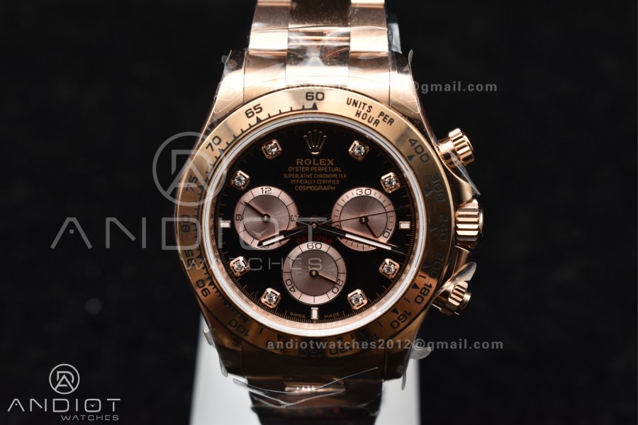 Daytona 126505 QF 1:1 Best Edition Black/RG Diamonds Dial on RG Braclet SH4131 V5