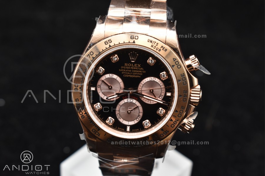 Daytona 126505 QF 1:1 Best Edition Black/RG Diamonds Dial on RG Braclet SH4131 V5