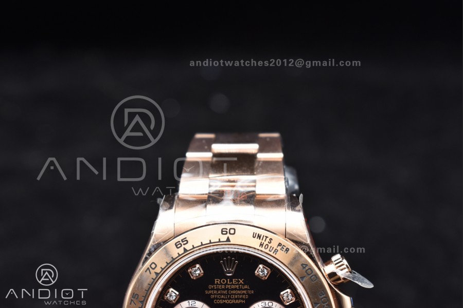 Daytona 126505 QF 1:1 Best Edition Black/RG Diamonds Dial on RG Braclet SH4131 V5