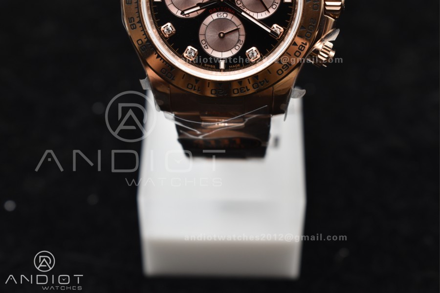 Daytona 126505 QF 1:1 Best Edition Black/RG Diamonds Dial on RG Braclet SH4131 V5