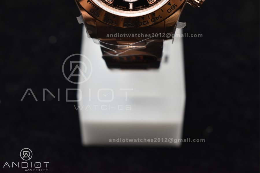 Daytona 126505 QF 1:1 Best Edition Black/RG Diamonds Dial on RG Braclet SH4131 V5