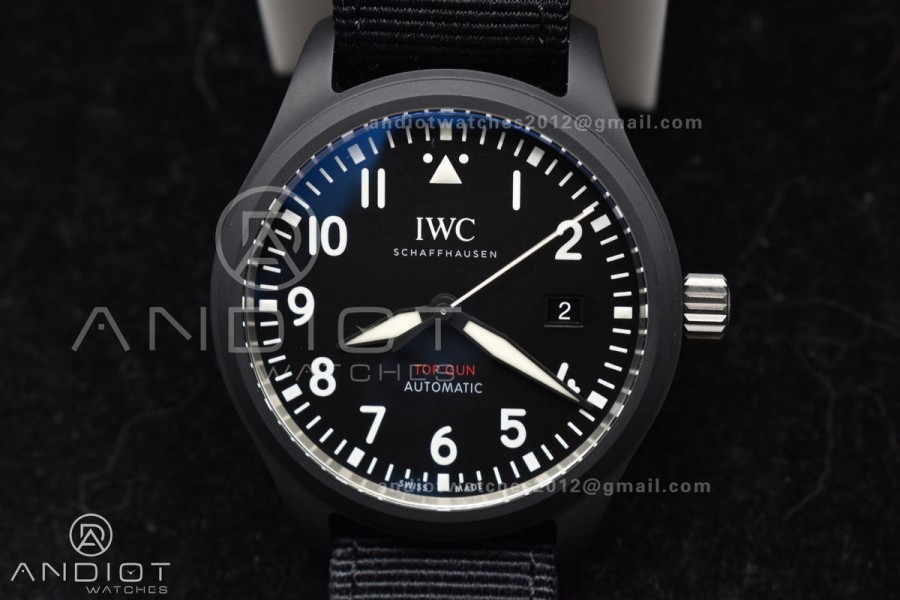 Pilot's Watch Top Gun Black Ceramic IW326901 V7F 1:1 Best Edition on Black Nylon Strap A32111