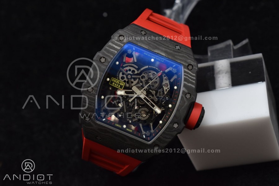 RM035-02 NTPT ZF 1:1 Best Edition Skeleton Dial on Red Rubber Strap RMAL1 Super Clone V6