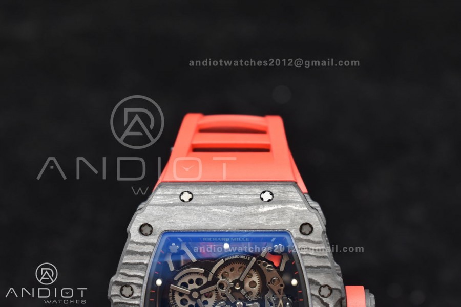 RM035-02 NTPT ZF 1:1 Best Edition Skeleton Dial on Red Rubber Strap RMAL1 Super Clone V6