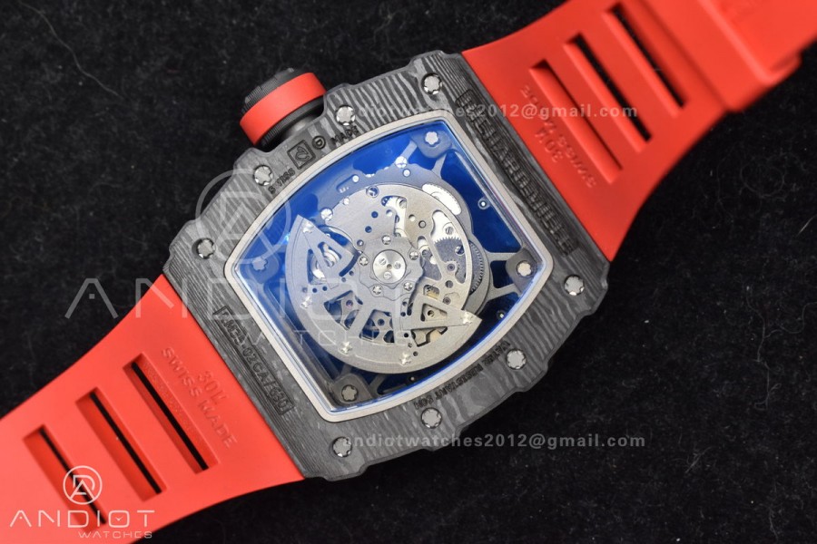 RM035-02 NTPT ZF 1:1 Best Edition Skeleton Dial on Red Rubber Strap RMAL1 Super Clone V6