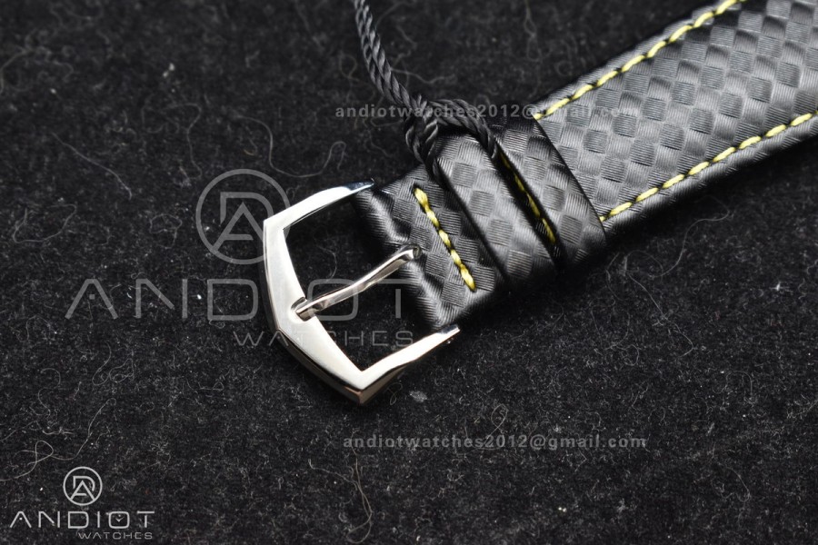 Calatrava 6007G SS PPF 1:1 Best Edition Black/Yellow Dial on Black Leather Strap 330CS