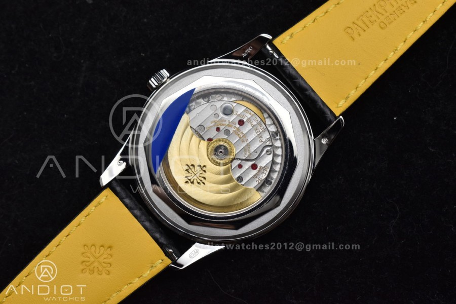 Calatrava 6007G SS PPF 1:1 Best Edition Black/Yellow Dial on Black Leather Strap 330CS