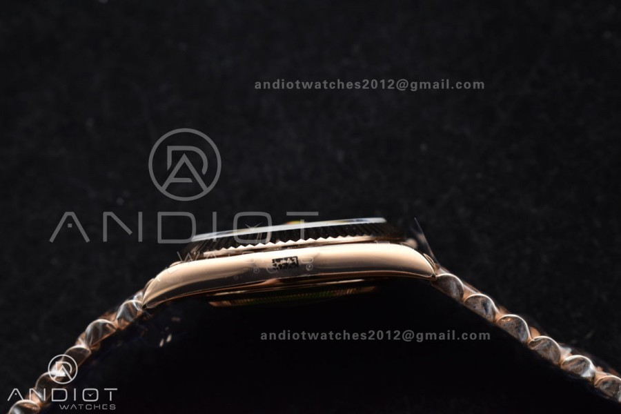 DayDate 40 RG GMF 904L Steel Meteorite Dial Crystal Markers On President Bracelet A3255