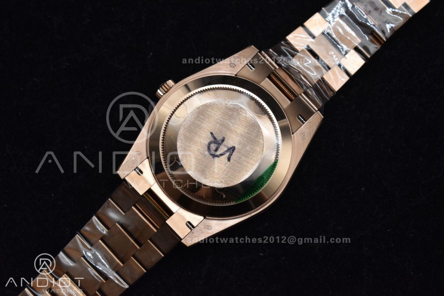 DayDate 40 RG GMF 904L Steel Meteorite Dial Crystal Markers On President Bracelet A3255