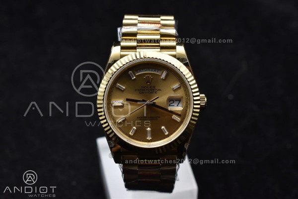 DayDate 40 YG GMF Gain Weight 904L Steel Gold Dial...