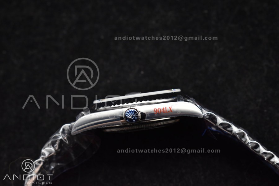 DayDate 40 SS QF Best Edition 904L Steel Blue/Black Dial on President Bracelet A2836 V4 (Gain Weight)