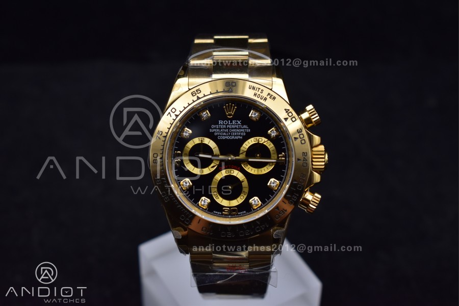 Daytona 116508 QF 1:1 Best Edition Black Diamonds Dial on YG Bracelet SH4130 V2