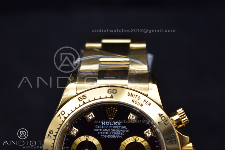 Daytona 116508 QF 1:1 Best Edition Black Diamonds Dial on YG Bracelet SH4130 V2