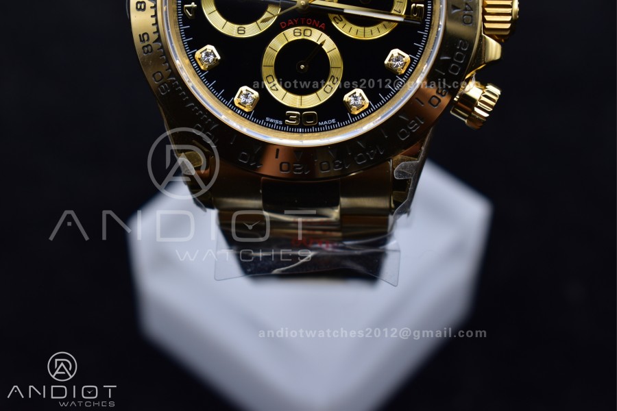Daytona 116508 QF 1:1 Best Edition Black Diamonds Dial on YG Bracelet SH4130 V2