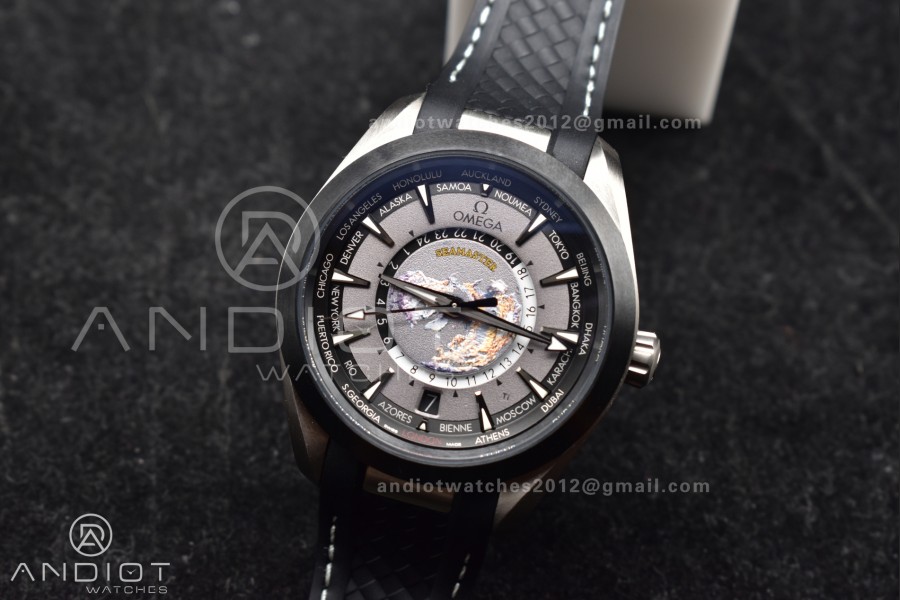 Aqua Terra GMT Worldtimer 43mm Titanium VSF 1:1 Best Edition on SS Bracelet A8938 Super Clone