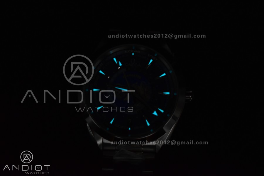 Aqua Terra Worldtimer VSF 1:1 Best Edition Blue Dial on SS Bracelet A8938 Super Clone