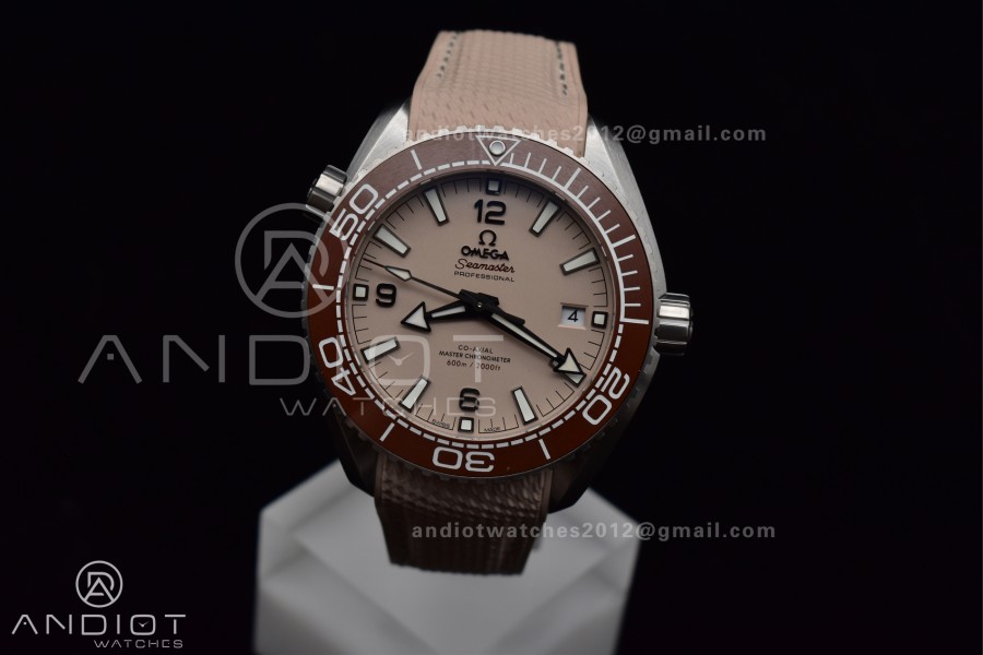 Planet Ocean 43.5mm SS VSF 1:1 Best Edition Brown Bezel Sand Dial on Sand Rubber Strap A8900 Super Clone