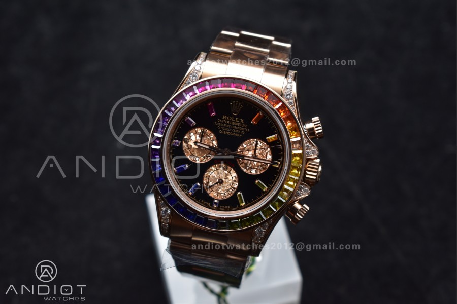 Daytona 116595RBOW Rainbow ZF 1:1 Best Edition Black Diamonds Dial on RG Bracelet SH4130