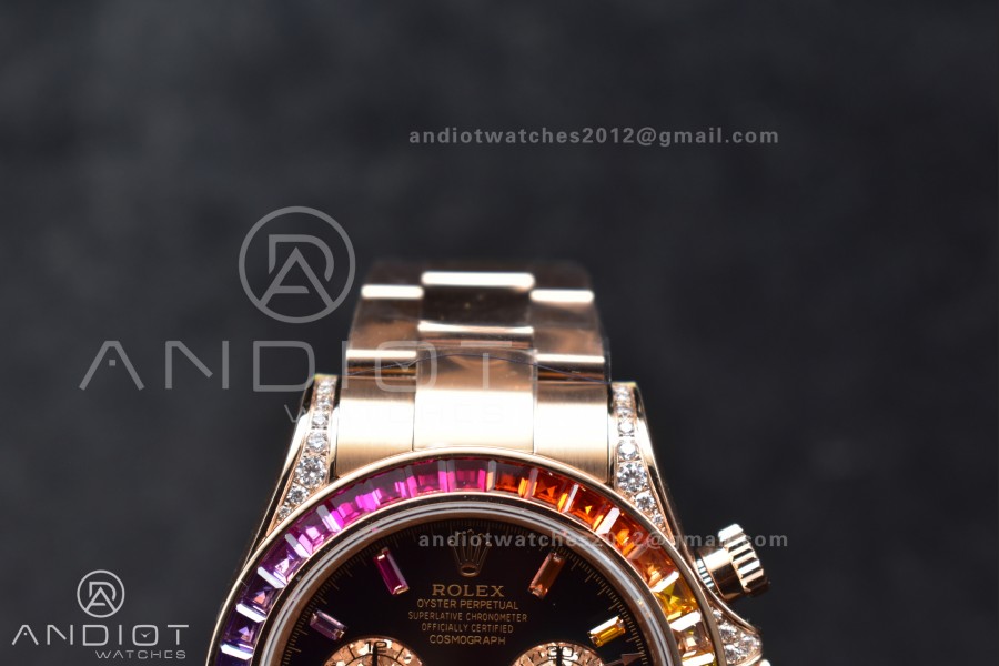 Daytona 116595RBOW Rainbow ZF 1:1 Best Edition Black Diamonds Dial on RG Bracelet SH4130