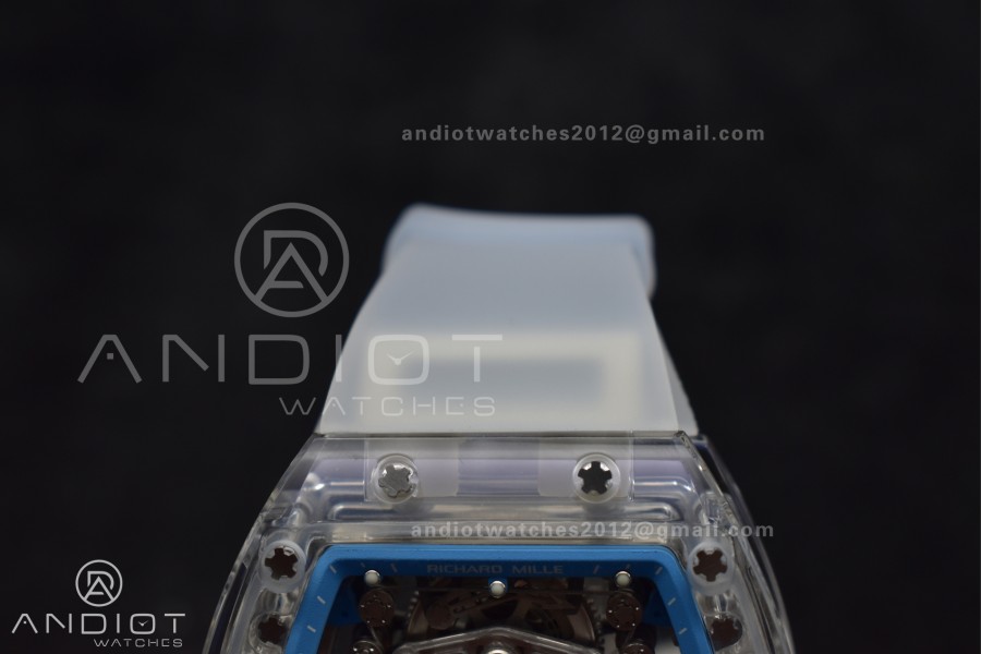 RM56-02 Transparent Tourbillon RMF Best Edition Skeleton Blue Dial on Transparent Rubber Strap