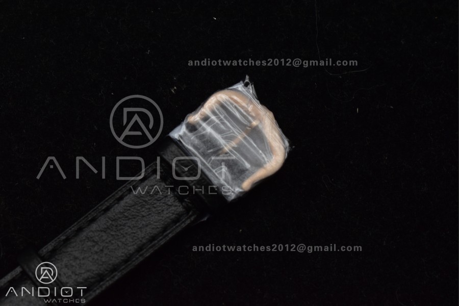 Santos Dumont 27.5mm SS/RG AF 1:1 Best Edition Silver Dial on Black Leather Strap A157