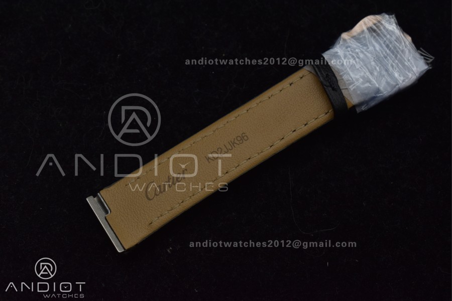 Santos Dumont 27.5mm SS/RG AF 1:1 Best Edition Silver Dial on Black Leather Strap A157