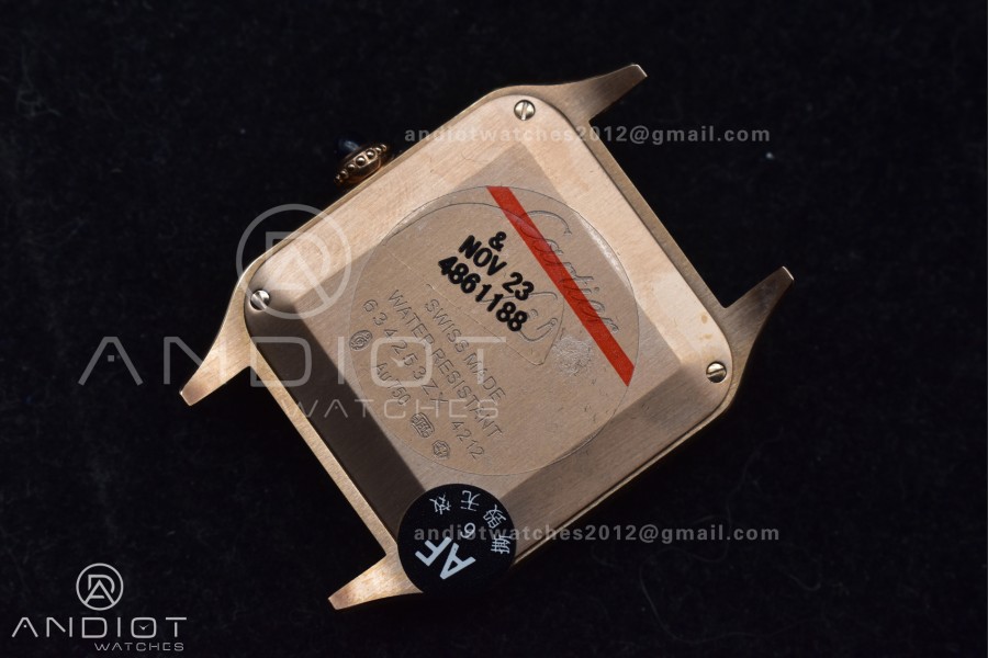 Santos Dumont 27.5mm SS/RG AF 1:1 Best Edition Silver Dial on Black Leather Strap A157