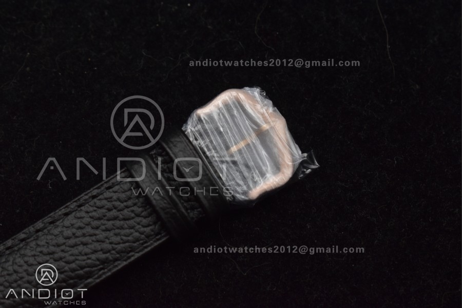 Santos Dumont 31.4mm SS/RG AF 1:1 Best Edition Silver Dial on Black Leather Strap A157