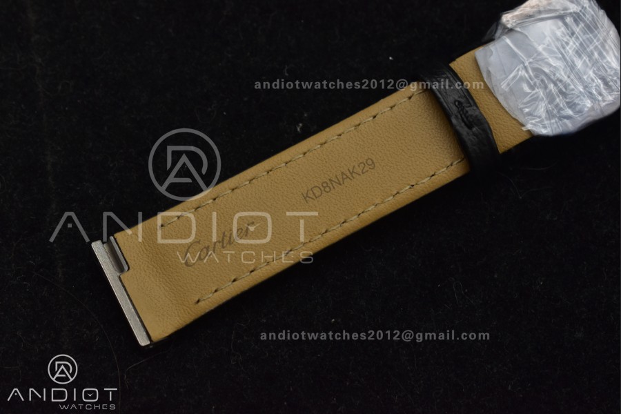 Santos Dumont 31.4mm SS/RG AF 1:1 Best Edition Silver Dial on Black Leather Strap A157