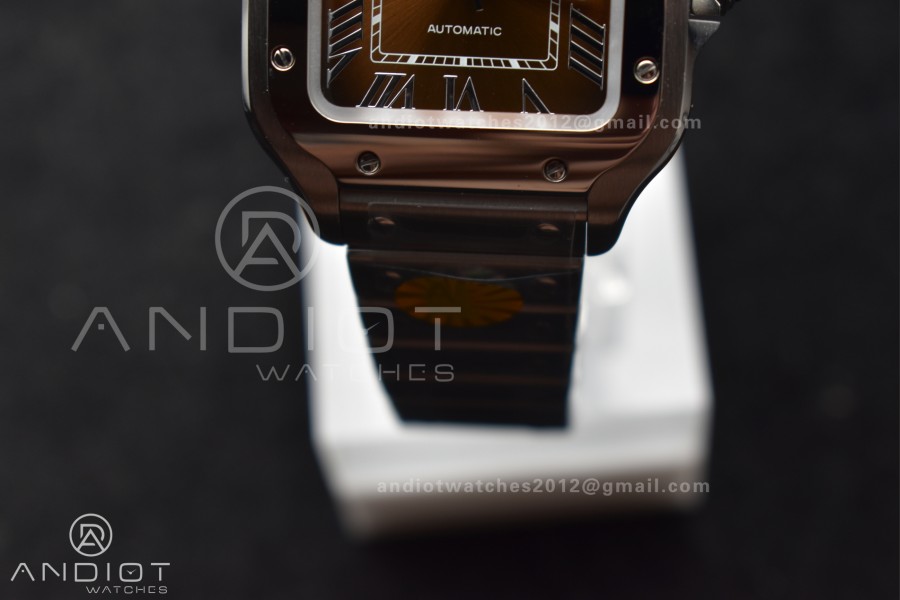 Santos de Cartier 35mm SS AF 1:1 Best Edition Brown Dial on SS Smart Links Bracelet MIYOTA 9015