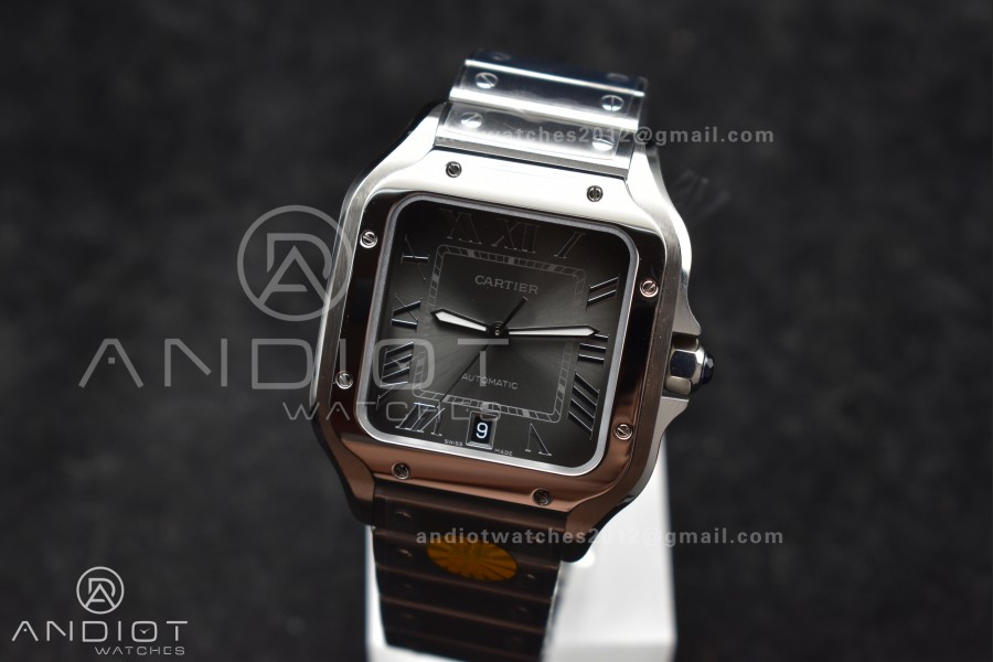 Santos de Cartier 40mm SS AF 1:1 Best Edition Gray Dial on SS Smart Links Bracelet MIYOTA 9015