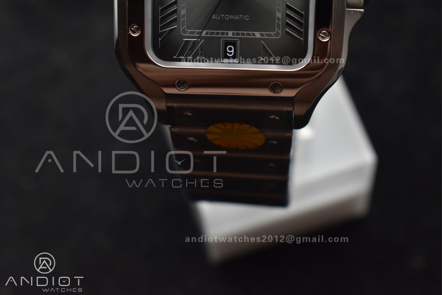Santos de Cartier 40mm SS AF 1:1 Best Edition Gray Dial on SS Smart Links Bracelet MIYOTA 9015