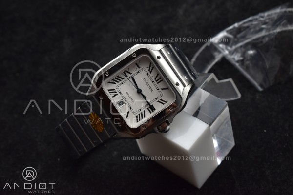 Santos de Cartier 40mm SS AF 1:1 Best Edition Whit...