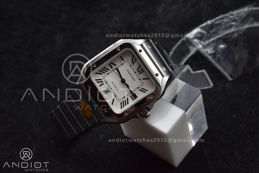 Santos de Cartier 40mm SS AF 1:1 Best Edition White Dial on SS Smart Links Bracelet MIYOTA 9015