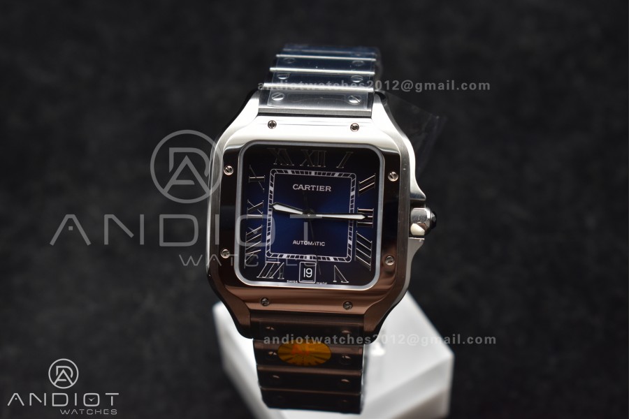 Santos de Cartier 40mm SS AF 1:1 Best Edition Blue Dial on SS Smart Links Bracelet MIYOTA 9015