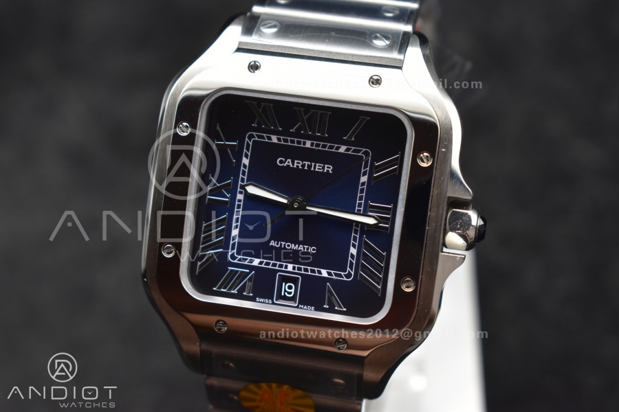 Santos de Cartier 40mm SS AF 1:1 Best Edition Blue Dial on SS Smart Links Bracelet MIYOTA 9015
