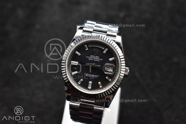 DayDate 40 SS GMF 904L Steel Black Crystal Dial on...