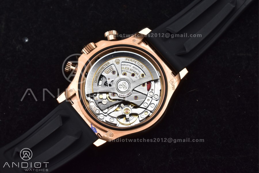 Daytona 126515 QF 1:1 Best Edition Black/RG Diamonds Dial on Oysterflex Strap SH4131 V6 (Weighted)