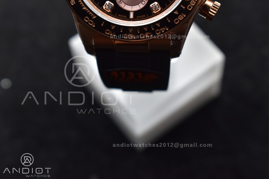 Daytona 126515 QF 1:1 Best Edition Black/RG Diamonds Dial on Oysterflex Strap SH4131 V6 (Weighted)