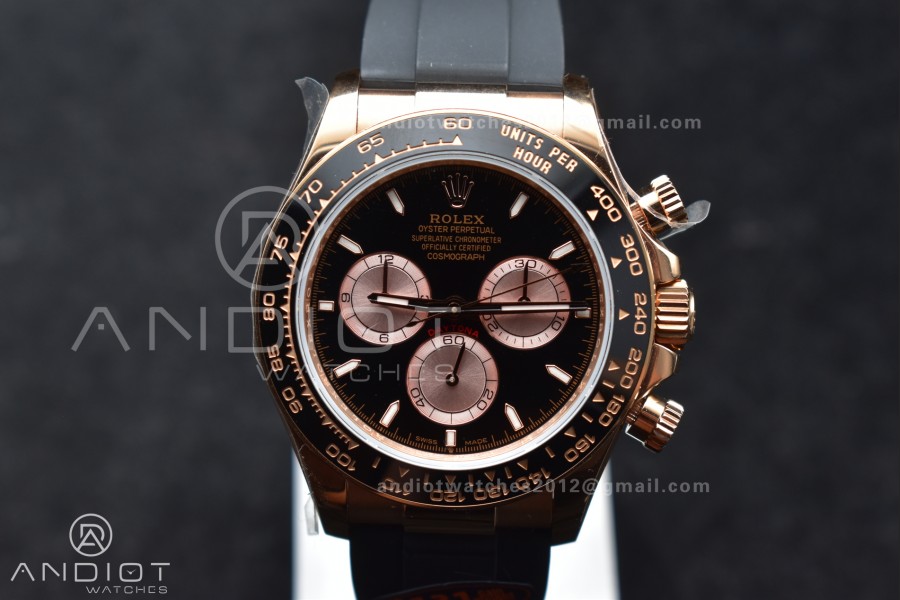Daytona 126515 QF 1:1 Best Edition Black/RG Dial on Oysterflex Strap SH4131 V6 (Weighted)