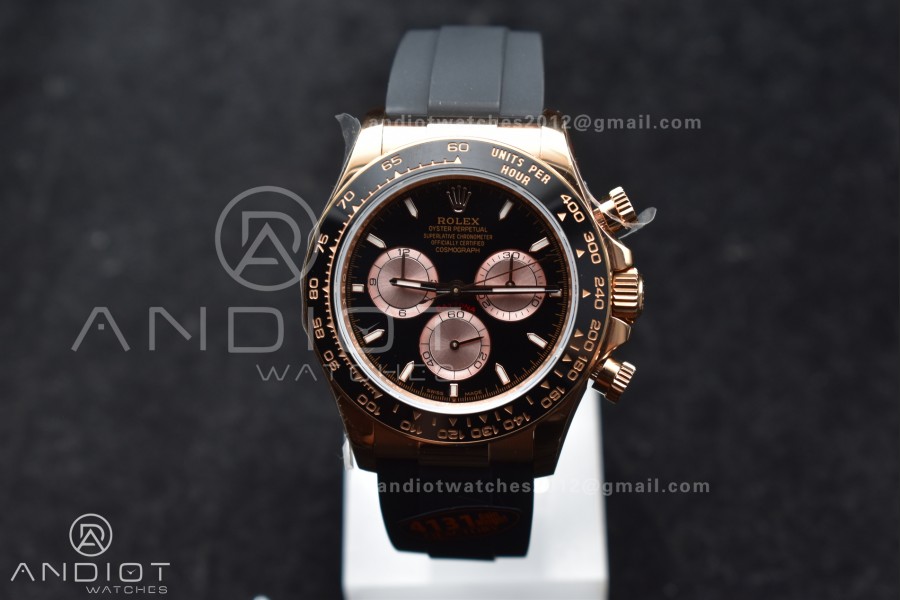 Daytona 126515 QF 1:1 Best Edition Black/RG Dial on Oysterflex Strap SH4131 V6 (Weighted)