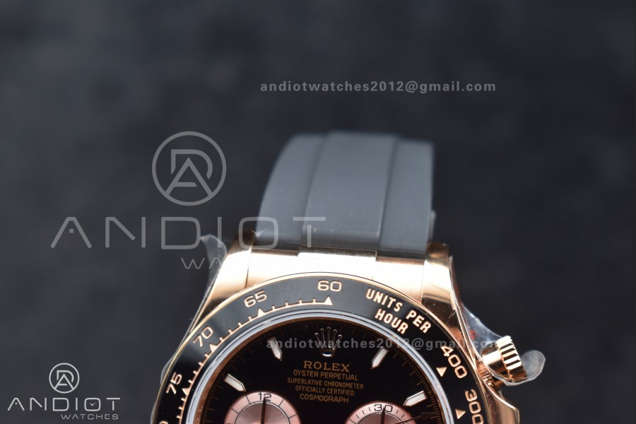 Daytona 126515 QF 1:1 Best Edition Black/RG Dial on Oysterflex Strap SH4131 V6 (Weighted)
