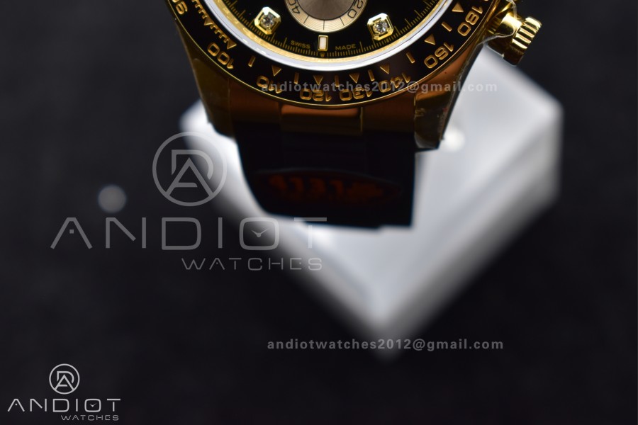 Daytona 126518 QF 1:1 Best Edition Black/YG Diamonds Dial on Oysterflex Strap SH4131 V6 (Weighted)