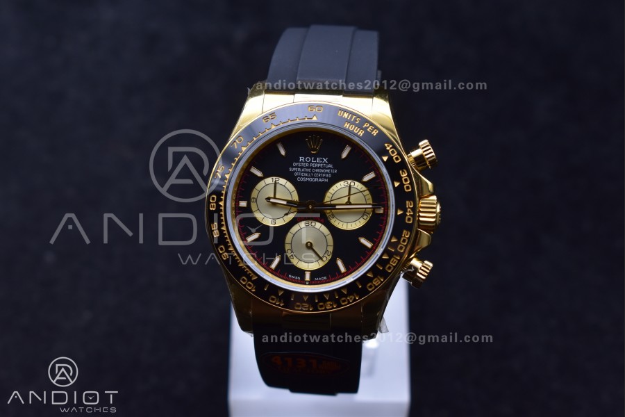 Daytona 126518 QF 1:1 Best Edition Black/YG Dial on Oysterflex Strap SH4131 V6 (Weighted)