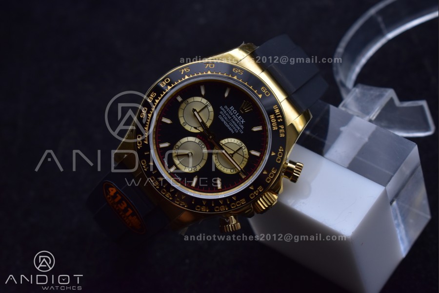 Daytona 126518 QF 1:1 Best Edition Black/YG Dial on Oysterflex Strap SH4131 V6 (Weighted)