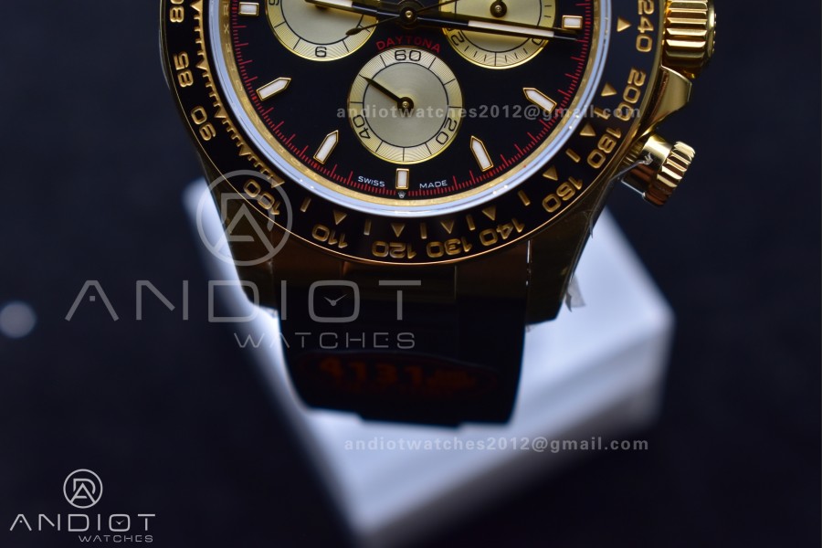 Daytona 126518 QF 1:1 Best Edition Black/YG Dial on Oysterflex Strap SH4131 V6 (Weighted)