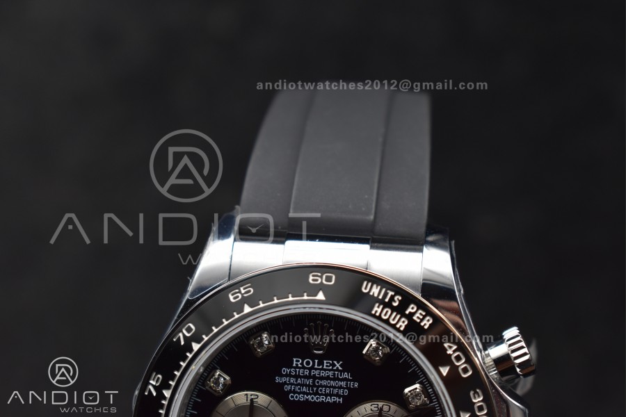 Daytona 126519 QF 1:1 Best Edition Black/Silver Diamonds Dial on Oysterflex Strap SH4131 V6 (Weighted)