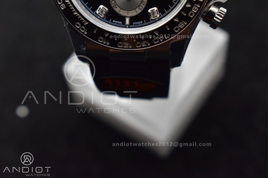 Daytona 126519 QF 1:1 Best Edition Black/Silver Diamonds Dial on Oysterflex Strap SH4131 V6 (Weighted)