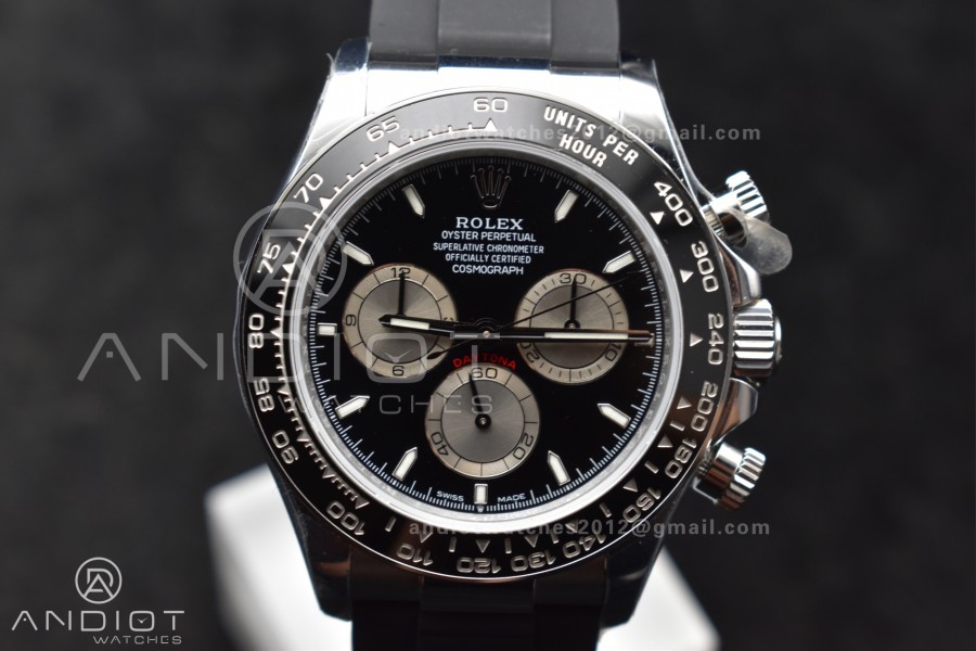 Daytona 126519 QF 1:1 Best Edition Black/Silver Dial on Oysterflex Strap SH4131 V6 (Weighted)